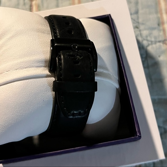 Movido “Bold” all blk w gold dial and blk lthr band - Picture 2 of 7